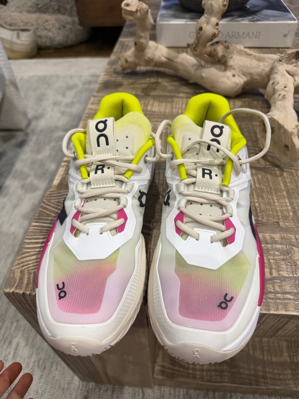 On Cloud Pickeball — White with Neon Yellow & Pink